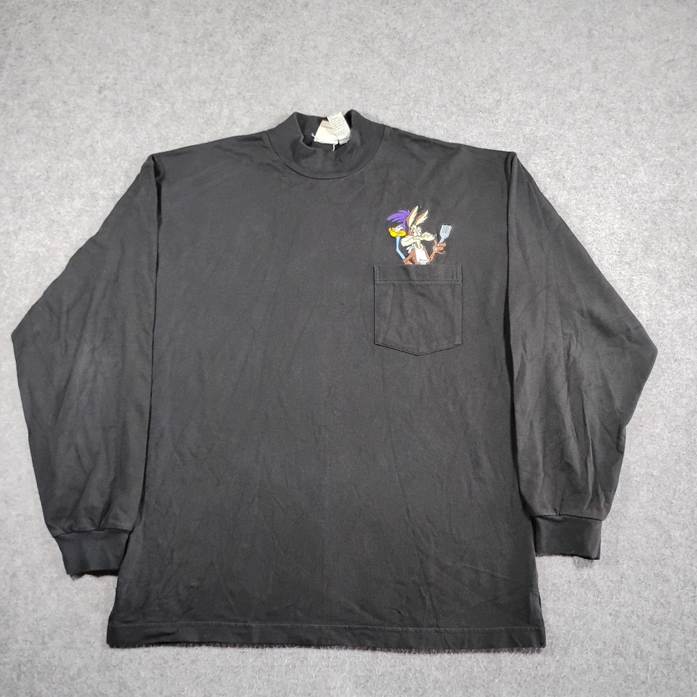 Vintage 1994 Acme Clothing Looney Tunes‎ Wile E Coyote Long Sleeve Mock Neck L